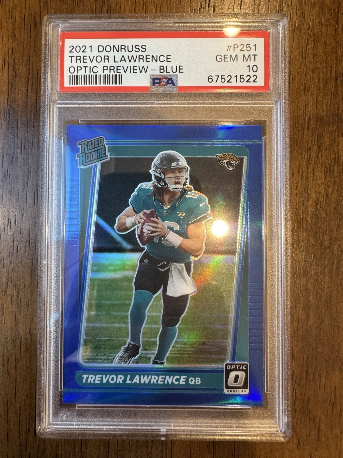 2021 Trevor Lawrence Donruss Optic Blue Prizm Preview Rookie RC PSA 10 RARE P251