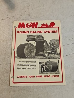 Vintage M&W Round Baling System Sales Brochure Spec Sheet 