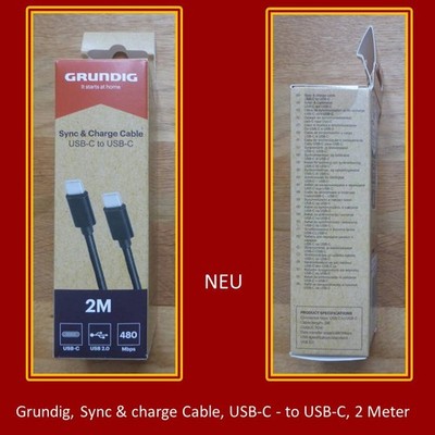 NEU, Grundig Ladekabel,Sync&Charge Cable,USB-C to USB-C, USB 2.0,480 Mbps,2 m
