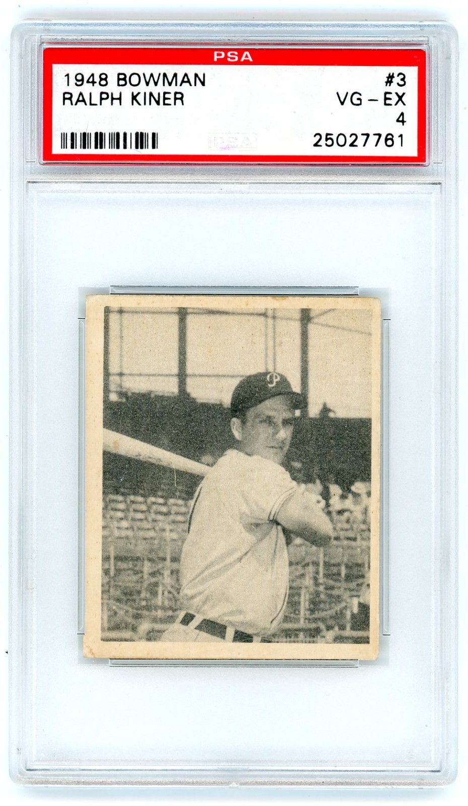 1948 BOWMAN #3 RALPH KINER RC HOF PSA 4