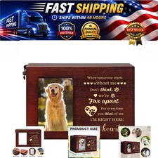 Wooden Pet Urn with Photo Frame Dog Cat Ashes Memorial Keepsake Box