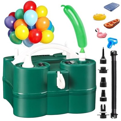  Electric Balloon Pump, 3-in-1 Portable Electric Air Balloon Blower Green