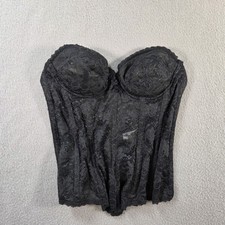 Vintage Corset 34B Black Lace Structured Backless by Smoothie Lingerie Bustiers