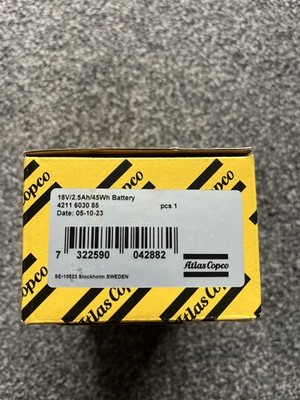 Atlas Copco 18V 2,5Ah Li-Ion Akku 4211603085 Neu Versiegelt Wiederaufladbar