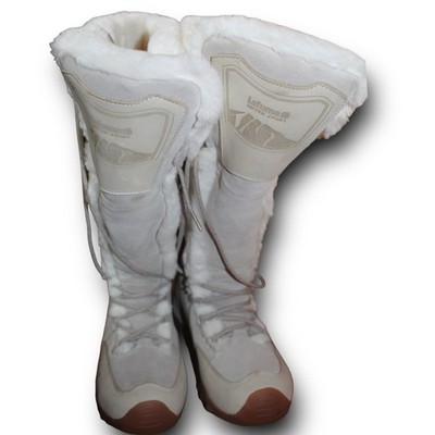 Lafuma Tall Winter Fur Lined Leather Snow Boots Size 10 Women s Tan White