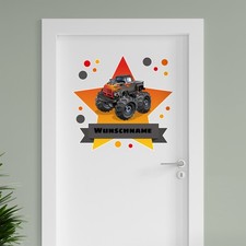 Türaufkleber Wandtattoo Kinderzimmer + Wunschname personalisiert 6 Monster Truck