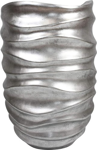 Übertopf Waves silber 61 cm hoch, Antik glänzend, Design Blumentopf Pflanztopf - Bild 4 von 6