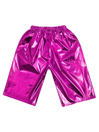 Kids Metallic Bike Dance Waist Shorts Training Costumes Ballet Modern Shiny - Picture 22 of 57