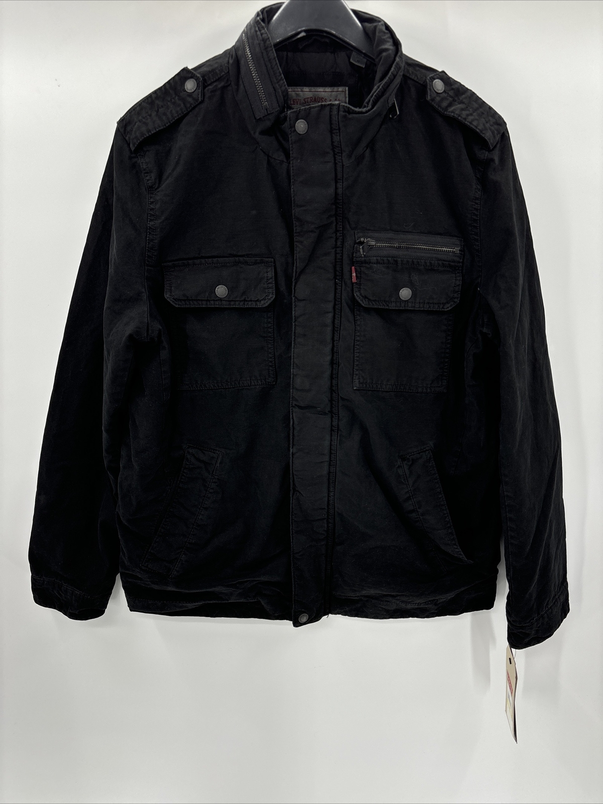 NWT Levi's Men's Washed Cotton Two Pocket Military Jacket Black Size M