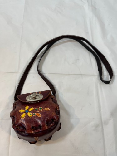 VTG Mini Tooled Leather Purse Mexico Crossbody Bag Stamped Painted - Bild 1 von 13