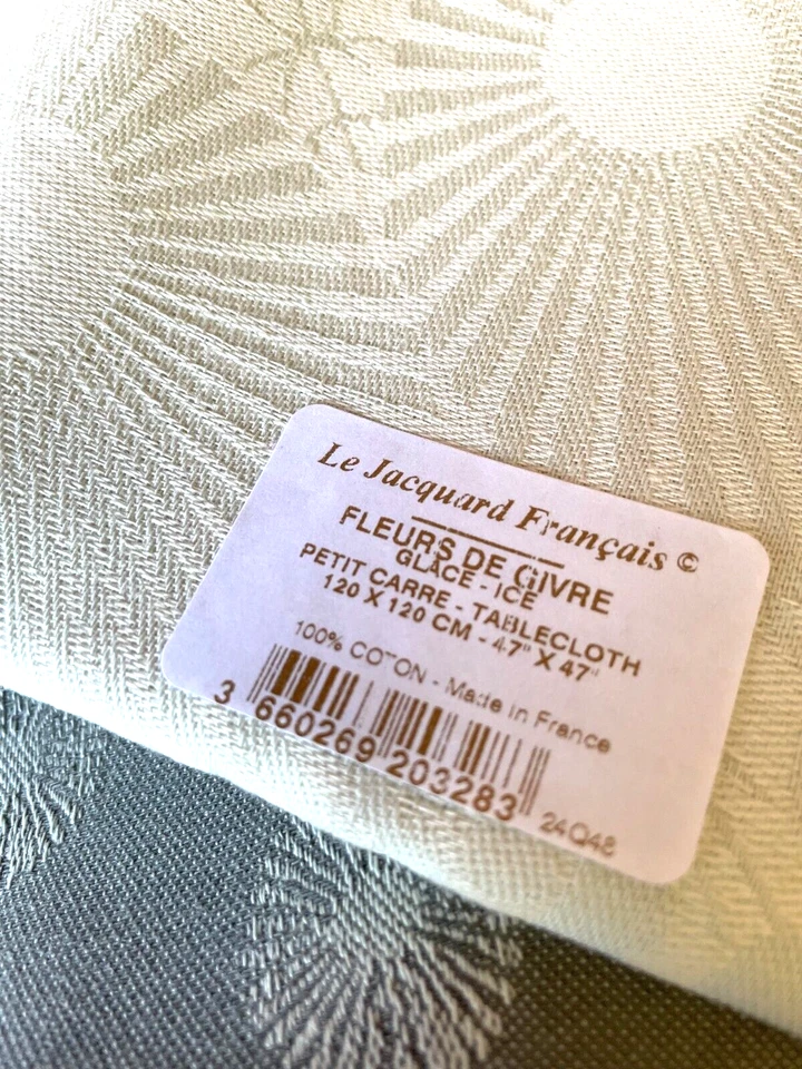 💎 NAPPE carrée LE JACQUARD FRANCAIS Fleur de Givre 120 X 120cm ~ NEUVE Boîte - Photo 4/4