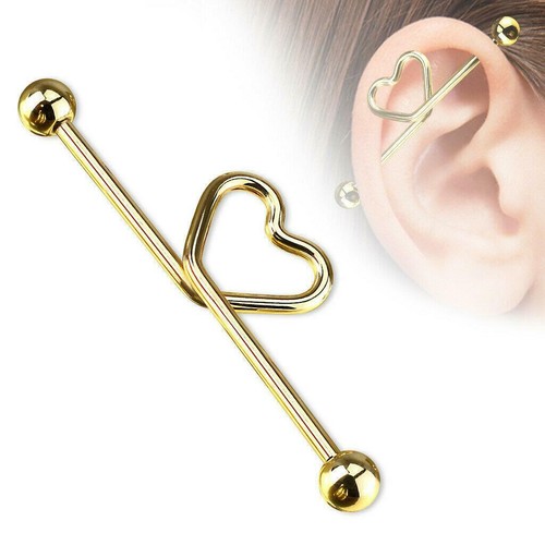 Industrial Scaffold Bar Ear Piercing Straight Barbell Gold Plated Steel Gem Opal - Picture 48 of 52