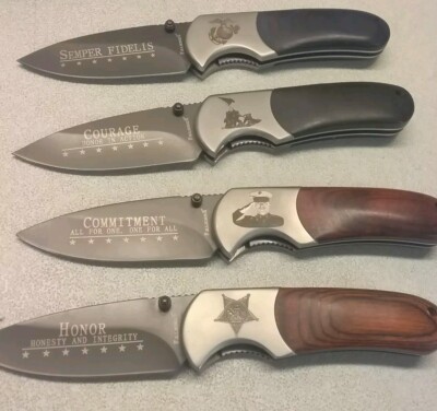4 American Mint US Marines Falkner Pocket Folding Knives 4'' Blade Semper Fideli
