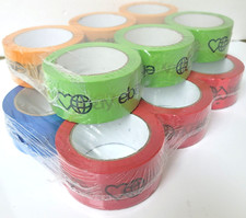 12 Rolls Ebay Shipping Tape Red Blue Green Orange 2" x 75 Yard each - Branded
