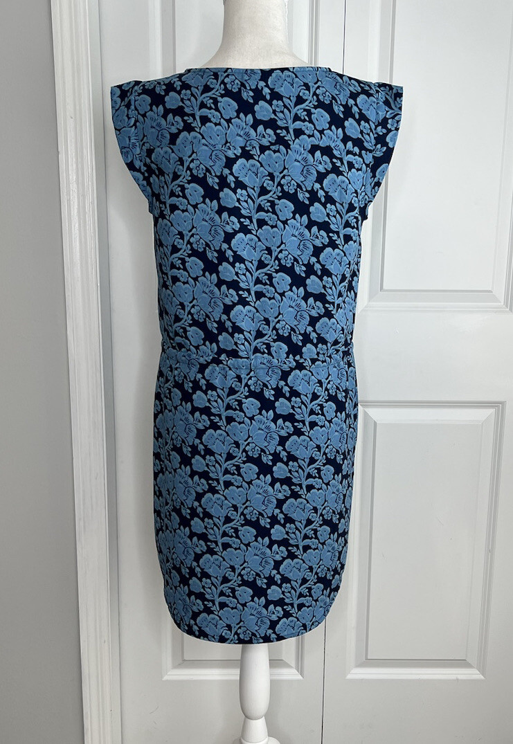 Cabi Blue Floral Java Shift Dress Drawstring Wais… - image 7
