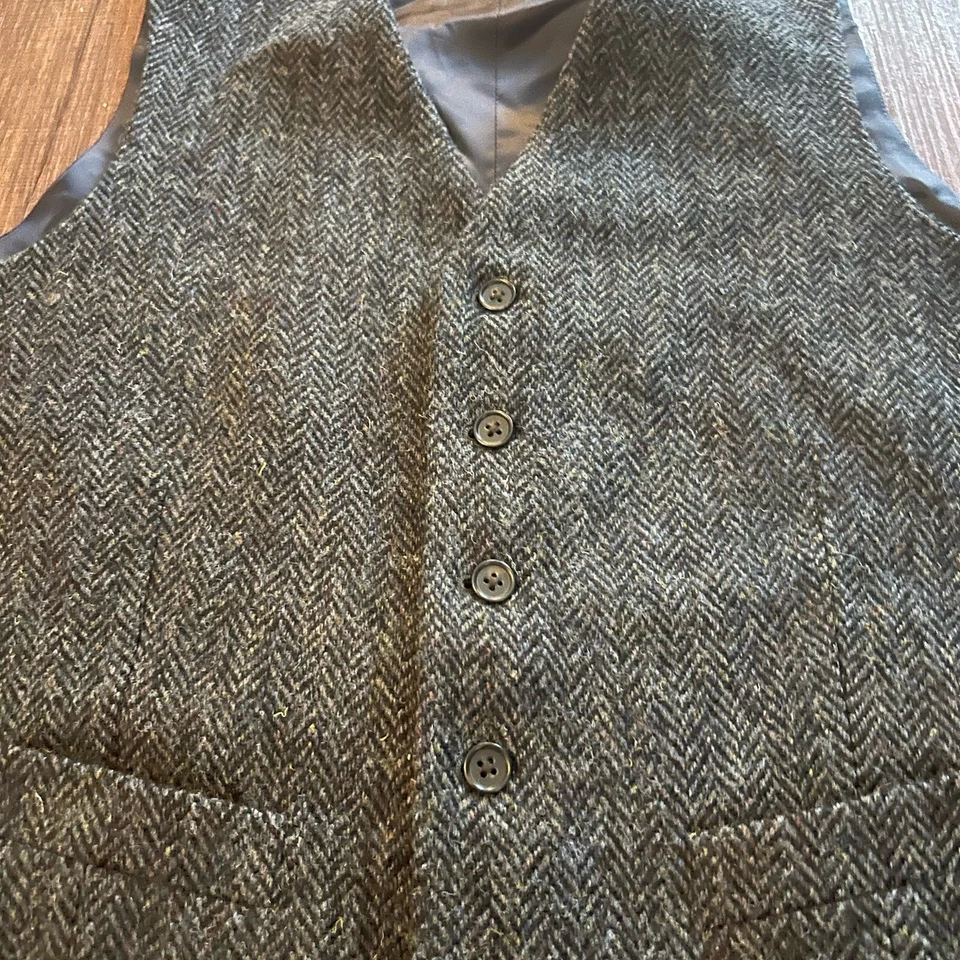 Brooks Brothers Harris Tweed Vest Size 40 Charcoal  - Image 3 of 4