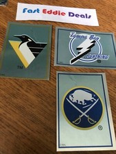 1995-96 PANINI HOCKEY LOT OF 3 FOIL TEAM LOGO STICKERS SABRES LIGHTNING DAMAGED