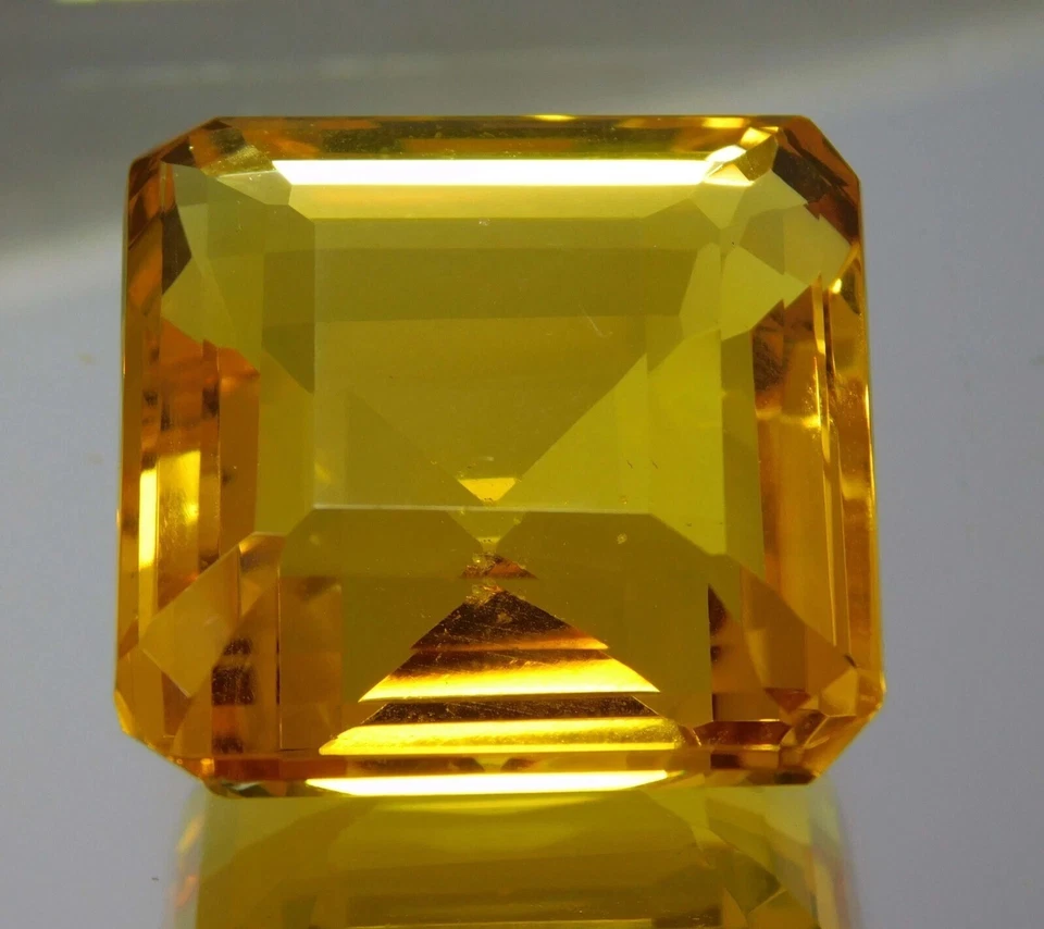 Piedra preciosa suelta natural certificada 75-76 quilates corte cuadrado topacio amarillo brasileño Foto 3 de 4