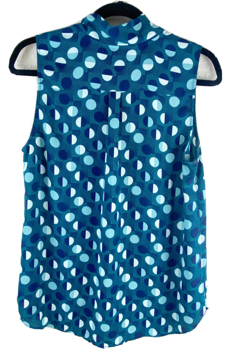 Halogen Large Geometric Circle Blue Poly Sleevele… - image 2