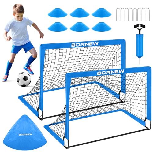 Kids Soccer Goal for Backyard Set - 2 Set of 6X4 / 4X3 ft Toddler Blue 4X3 FT