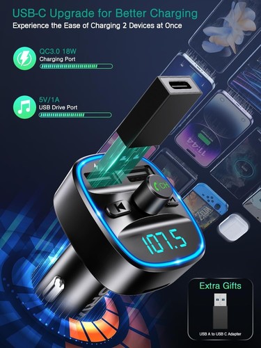 Bluetooth Adapter Auto | Bluetooth FM Transmitter, Car Radio Adapter With Microp - Bild 2 von 5