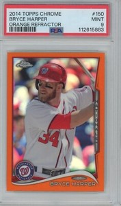 BRYCE HARPER 2014 Topps Chrome ORANGE REFRACTOR #150 PSA 9