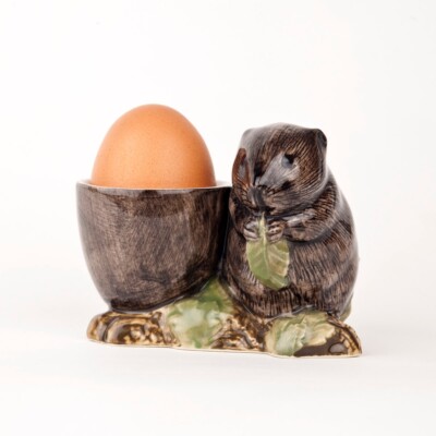 Wachtel Keramik Eierbecher mit Wasserwühlmaus
