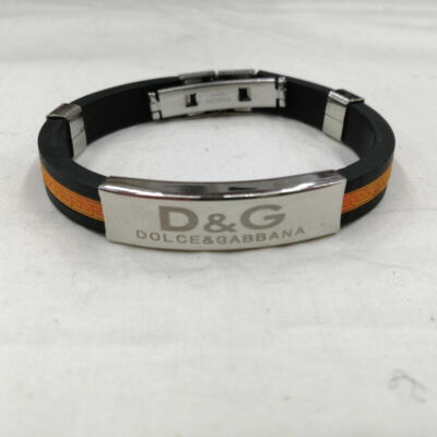 DOLCE & GABBANA Rubber Bracelet Black Orange 6.9 DOLCE & GABBANA Rubber Bracelet Black Orange 6.9