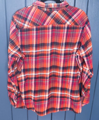 Camisa de franela a cuadros naranja rosa azul para mujer 1X Farm Core Grunge Tareas Cosecha - Imagen 4 de 5
