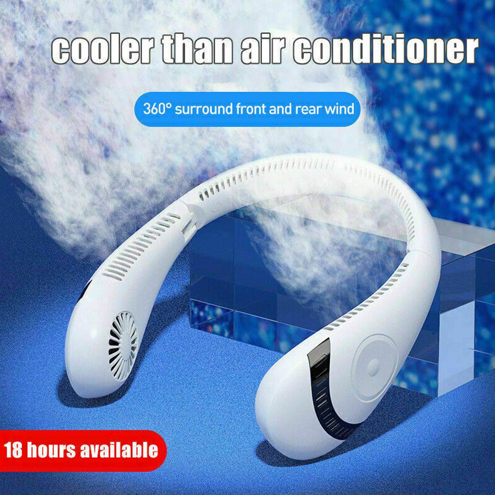 Mini Neck Fan Bladeless Hanging Air Cooler USB Rechargeable Portable