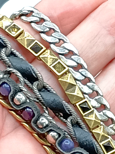Lucky Brand Bracelet Cuff Multi Strand Chain Rhinestone Magnetic 7.5" Unisex - Picture 10 of 11