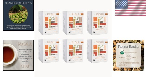 Sustainable Organic Masala Chai Tea Bags - 15 Sachets of Full-Bodied Assam Blend - Picture 2 of 9