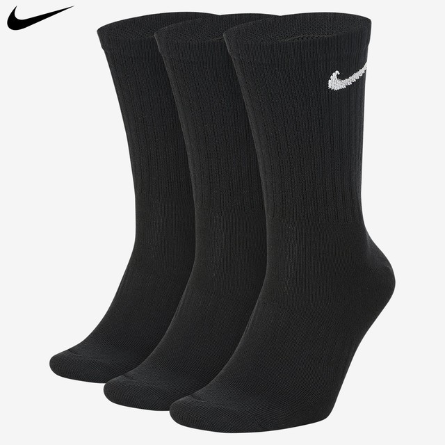 Nike Cotton Lightweight Crew 3 Pack Socks Black DriFit Training Gym