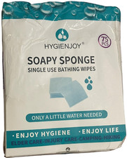 Rinse Free Bath Sponges 75-Counts Body Wipes for Adults Bathing Extra Thick