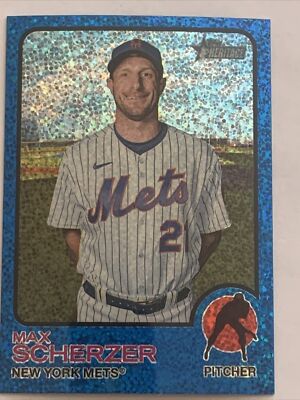 MAX SCHERZER Blue Sparkles Parallel | 2022 Topps Heritage High Number METS