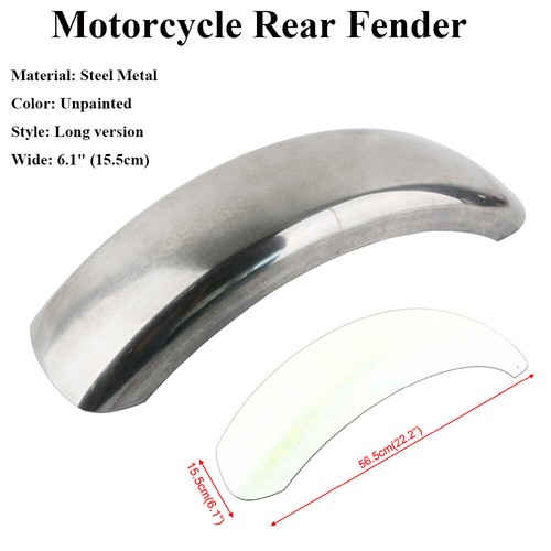 Motorcycle Motorbike 6'' Flat Rear Steel Fender Silver for Harley ...