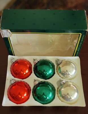 Krebs Designer Glass With Crowns Ball Ornaments Green Red Silver 6 in ...