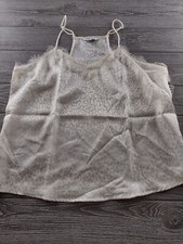 Nine West Tunic Tank Blouse Women's Large White Print with lace sz L New NWT