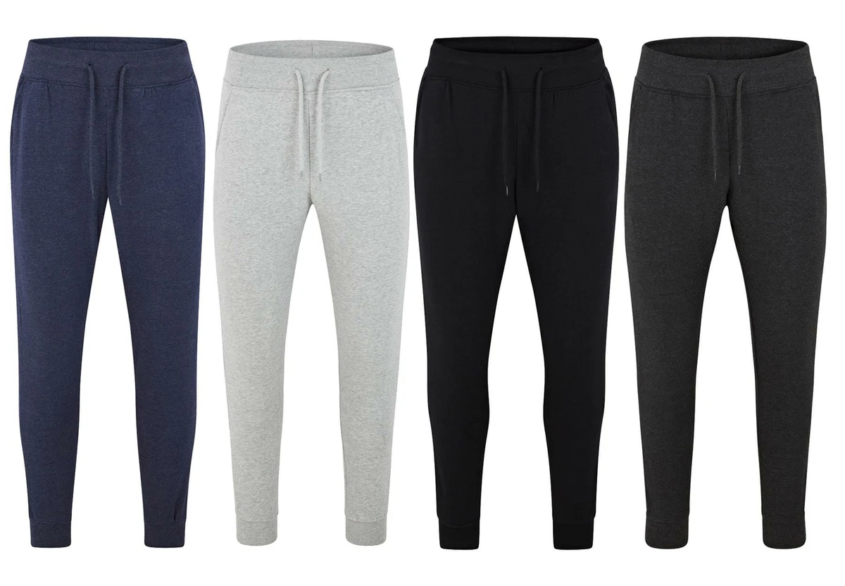 Mens Fleece Cuffed Pants Slim Fit Jogging Bottoms Sweatpants