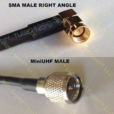 USA-CA RG316 SMA MALE ANGLE to MINI UHF MALE Coaxial RF Pigtail Cable
