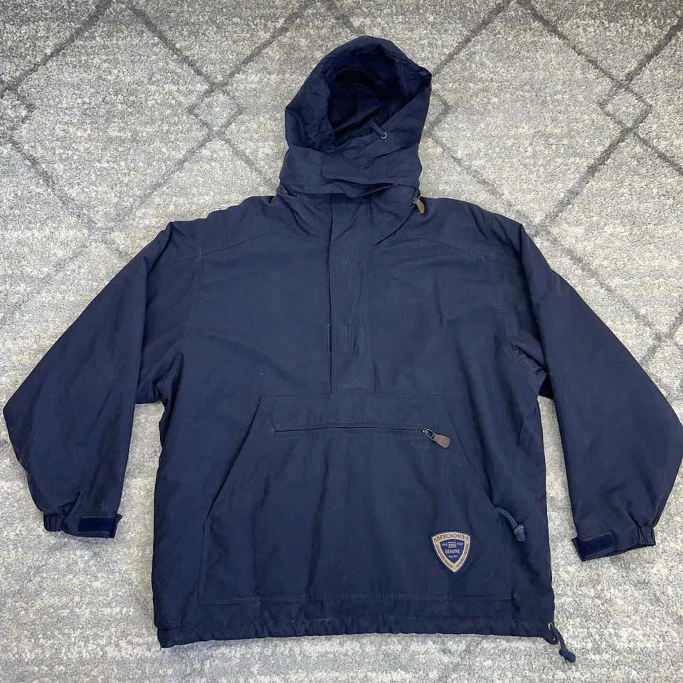 Chaqueta De Colección Abercrombie Fitch Para Hombres Grande Azul 1/2 Cremallera Cortavientos Bolsillos Anorak Foto 3 de 4