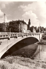 Postkarte :  GERA  - Elsterbrücke mit Ikarus Bus  ; ca.1975