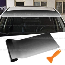 Car Sun Visor Strip Tint Film Front Windshield UV Shade Black Sticker & Scraper