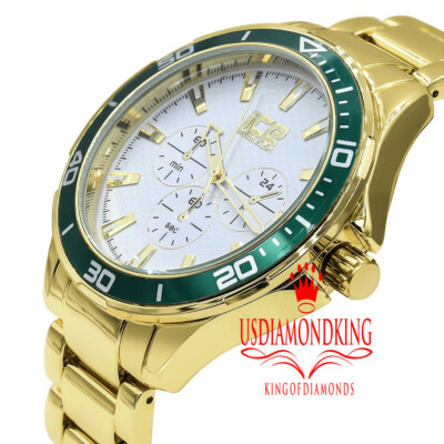 Montre Homme Joe Rodeo 45mm Lunette Vert émeraude Boîtier Or Jaune - Neuf Avec étiquettes