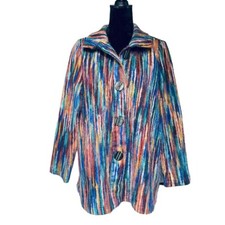 Habitat Coat Midlength Size Large Clothes To Live In Rainbow Tweed Accent Button