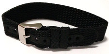 New Fits any 18mm Black Nylon Simple  Easy Pass Thru Watch Band One Piece