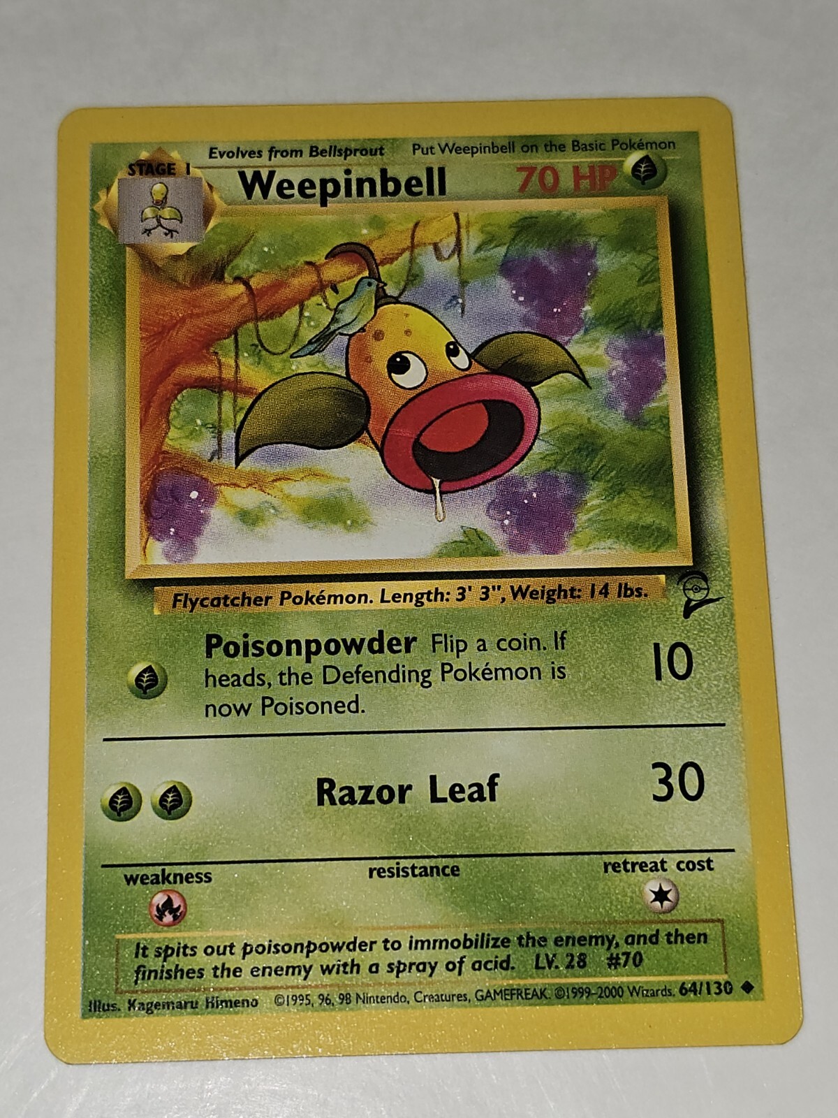 Weepinbell 64/130, Base Set 2, Pokemon TCG 