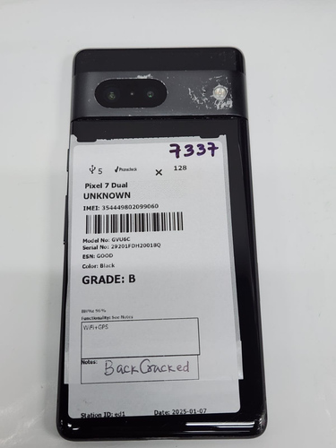 DEFECTIVE - Google Pixel 7 - 128GB - Black - Unknown- 7337 - Afbeelding 5 van 5
