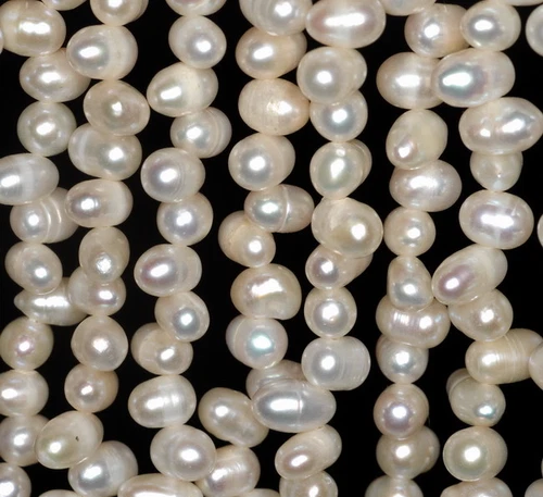 8X5-5X4MM MILKY WHITE NATURAL PEARL GEMSTONE GRADE A POTATO LOOSE BEADS 14.5inch - Picture 2 of 4