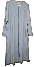 Vintage Vanity Fair Robe Color Blue Velour Fleece Zip Up House Coat Size L